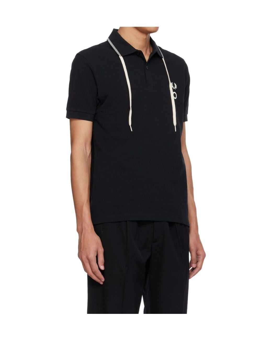 Craig Green Black X Fred Perry Collaboration Drawstring Polo Shirt for men