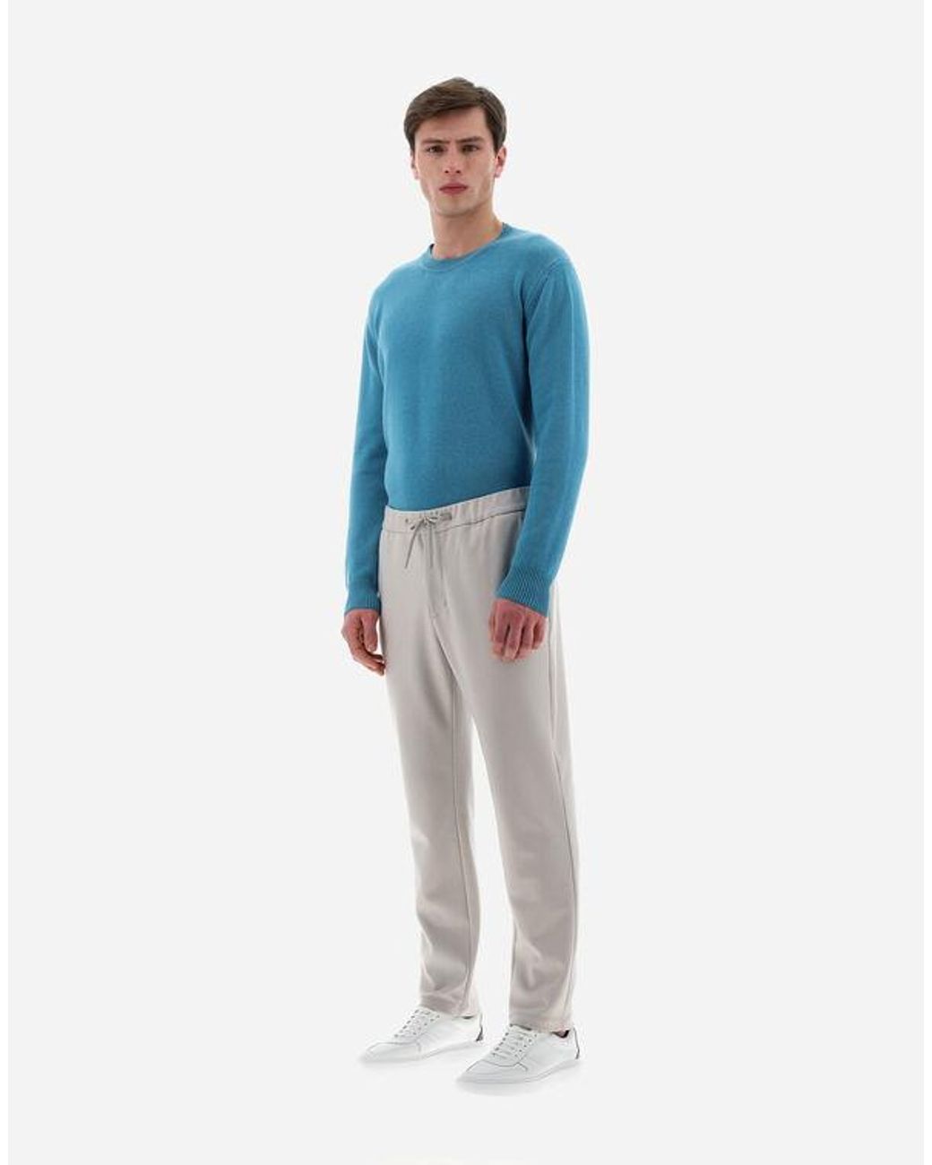 Herno Gray Drawstring Straight-Leg Trousers for men