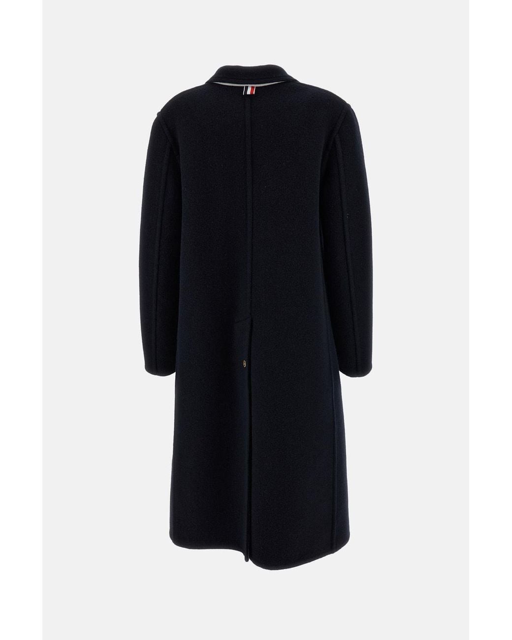 Thom Browne Black Bell Sleeve Boiled Wool Overcoat