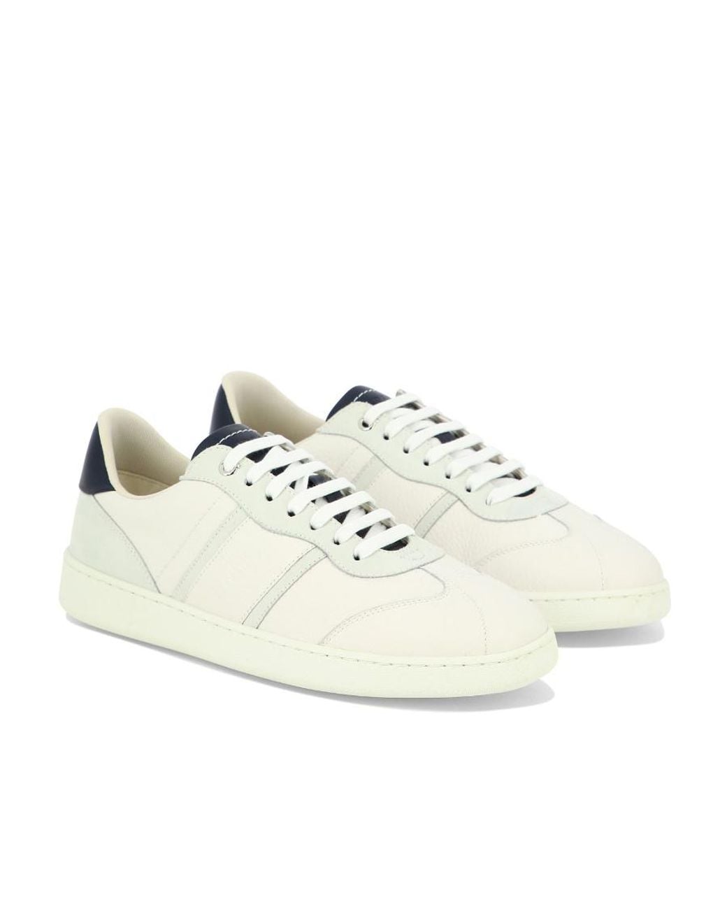 Ferragamo White Low Lace-Up Sneakers for men