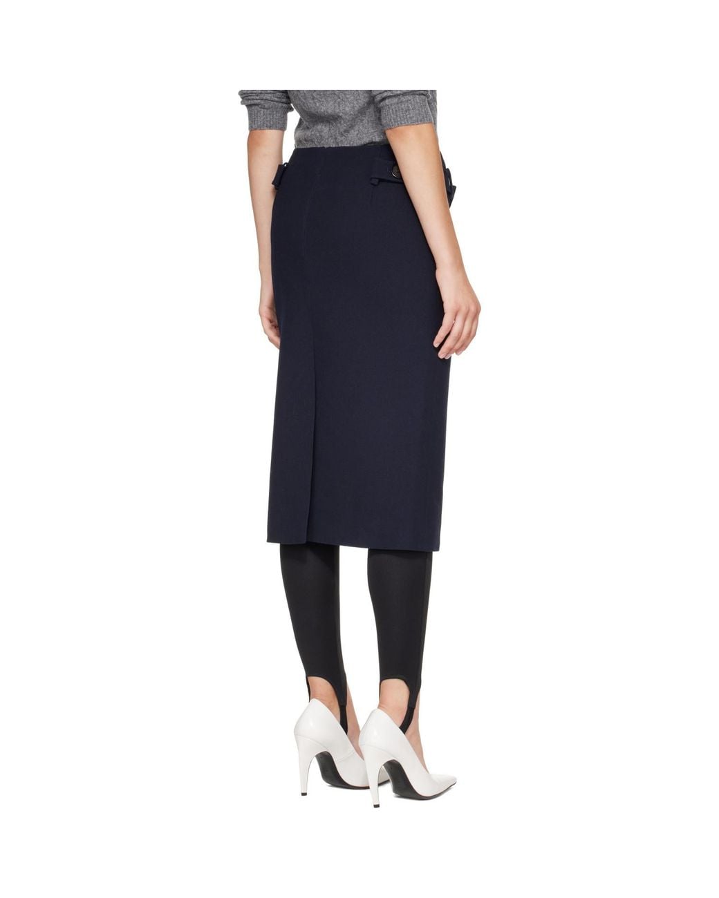 ShuShu/Tong Blue Bow-Detail Wool Skirt