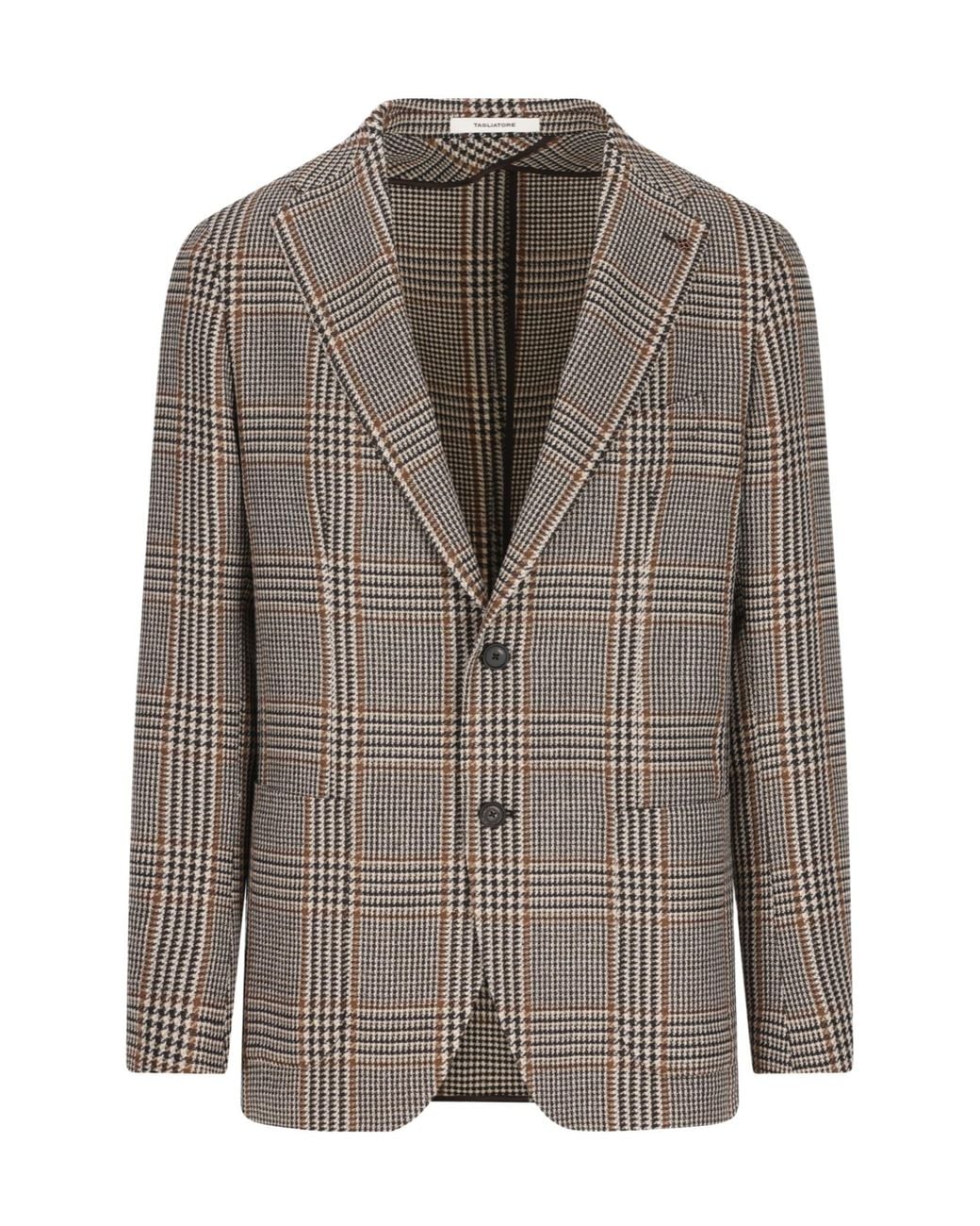 Tagliatore Brown Checked Single-Breasted Blazer for men
