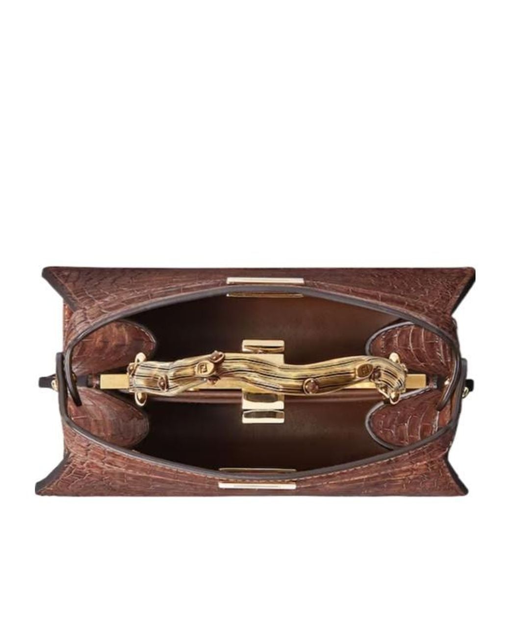 Fendi Brown Light Stonewash Effect Crocodile Leather Bag