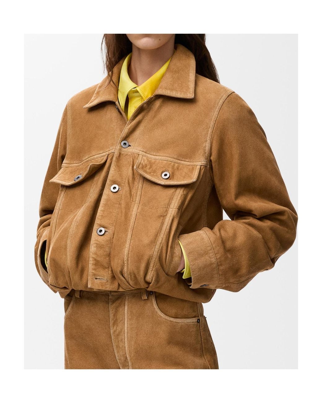 Loewe Brown Balloon Silhouette Buttoned Jacket