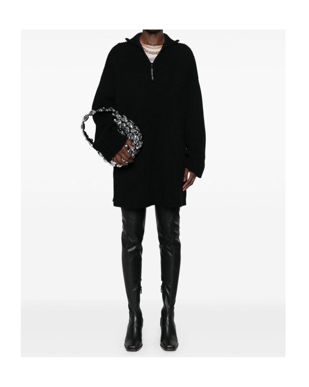 Balenciaga Black Half-Zip High Neck Poncho for men