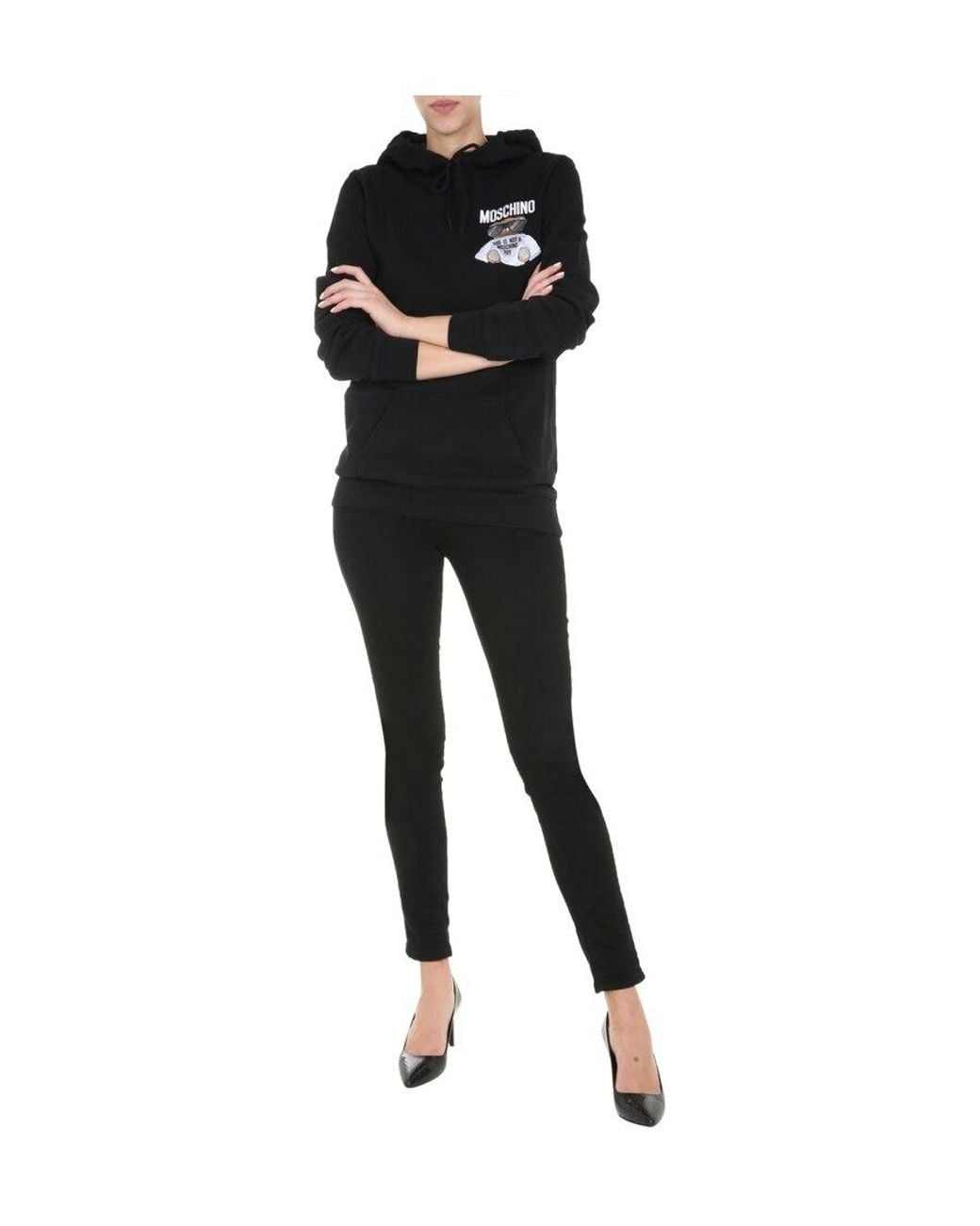 Moschino Black Teddy Bear-Print Hoodie