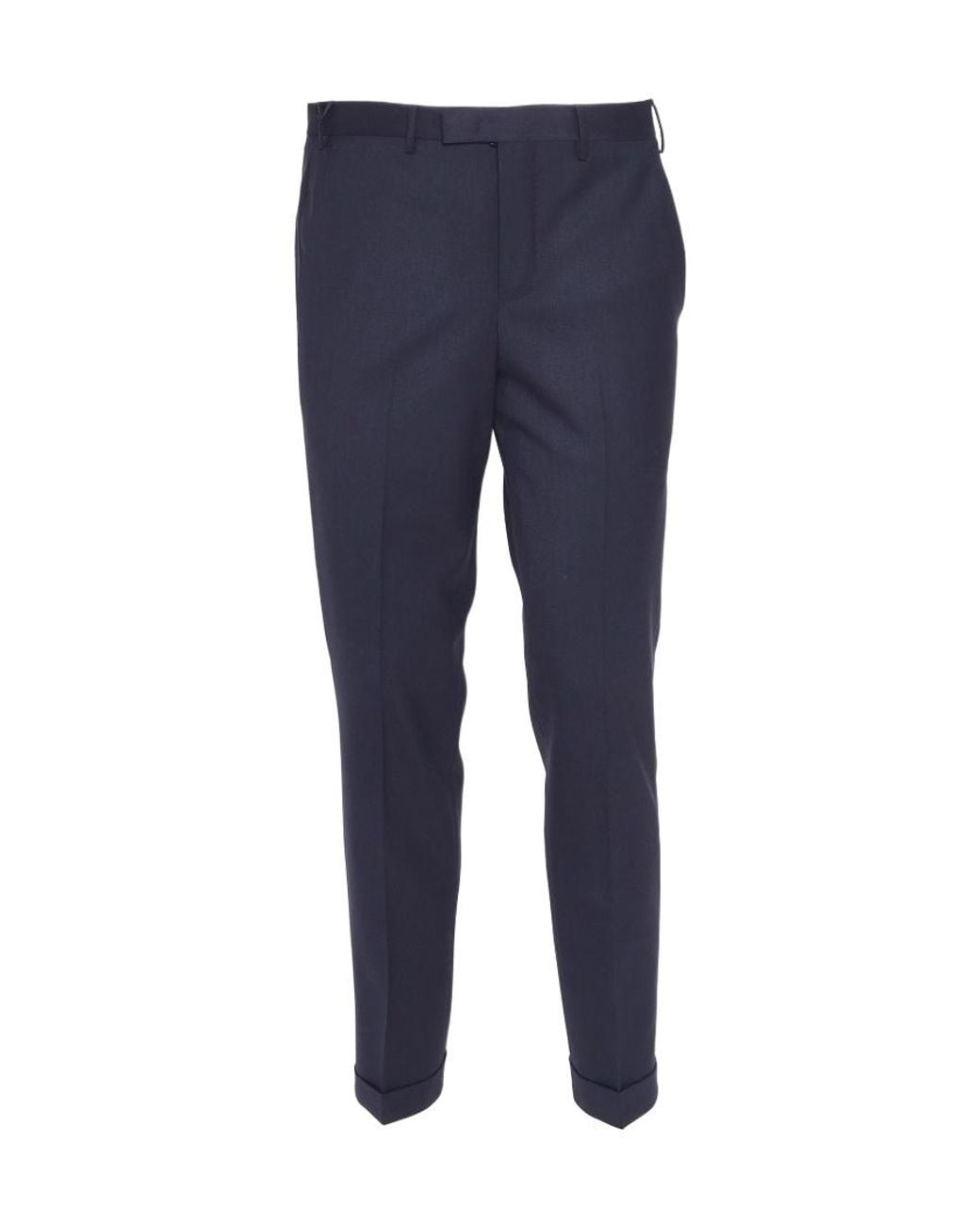 PT01 Blue Pt Torino Straight-Leg Turn-Up Hem Tailored Trousers for men