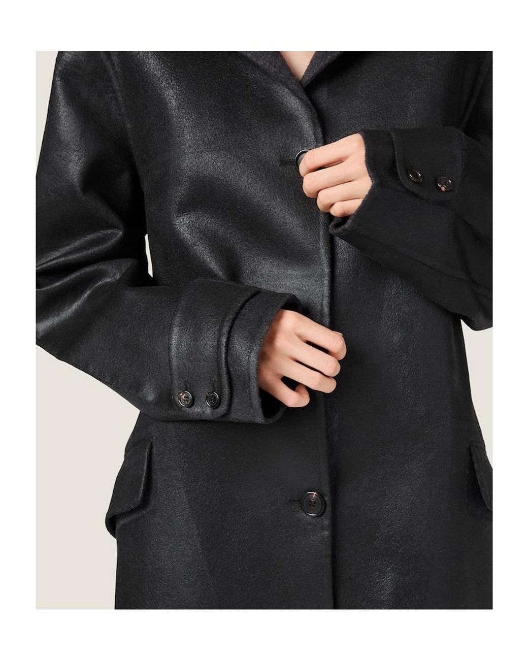 Miu Miu Black Single-Breasted Double Wool And Shearling Coat