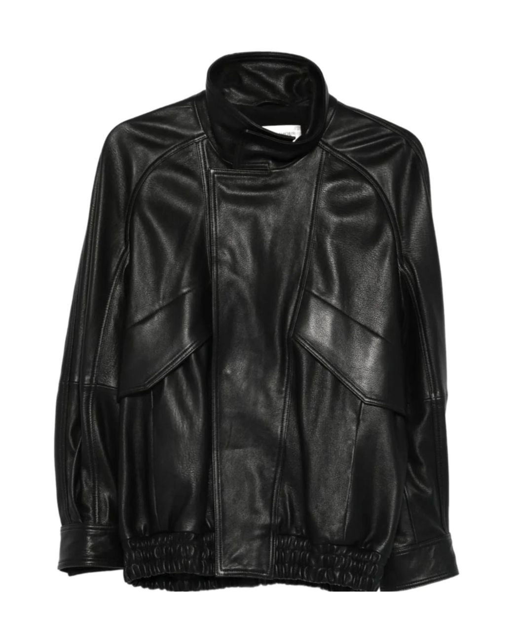 Nour Hammour Black Long-Sleeve Leather Jacket