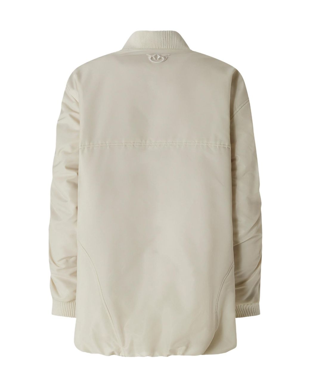 Pinko Gray Logo Patch Gathered Sleeve Coat