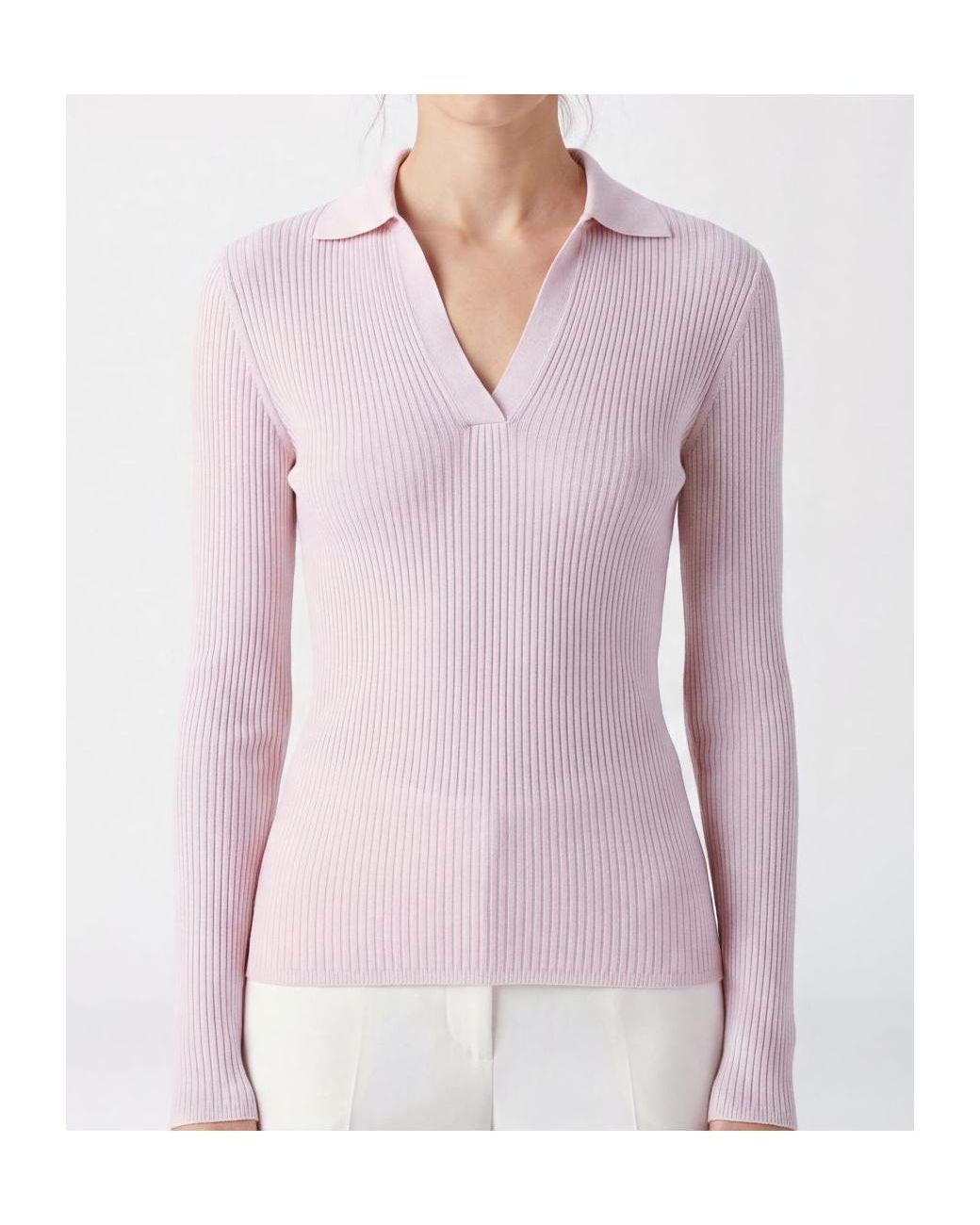 Max Mara Purple Gergo Ribbed Polo Knitted Top