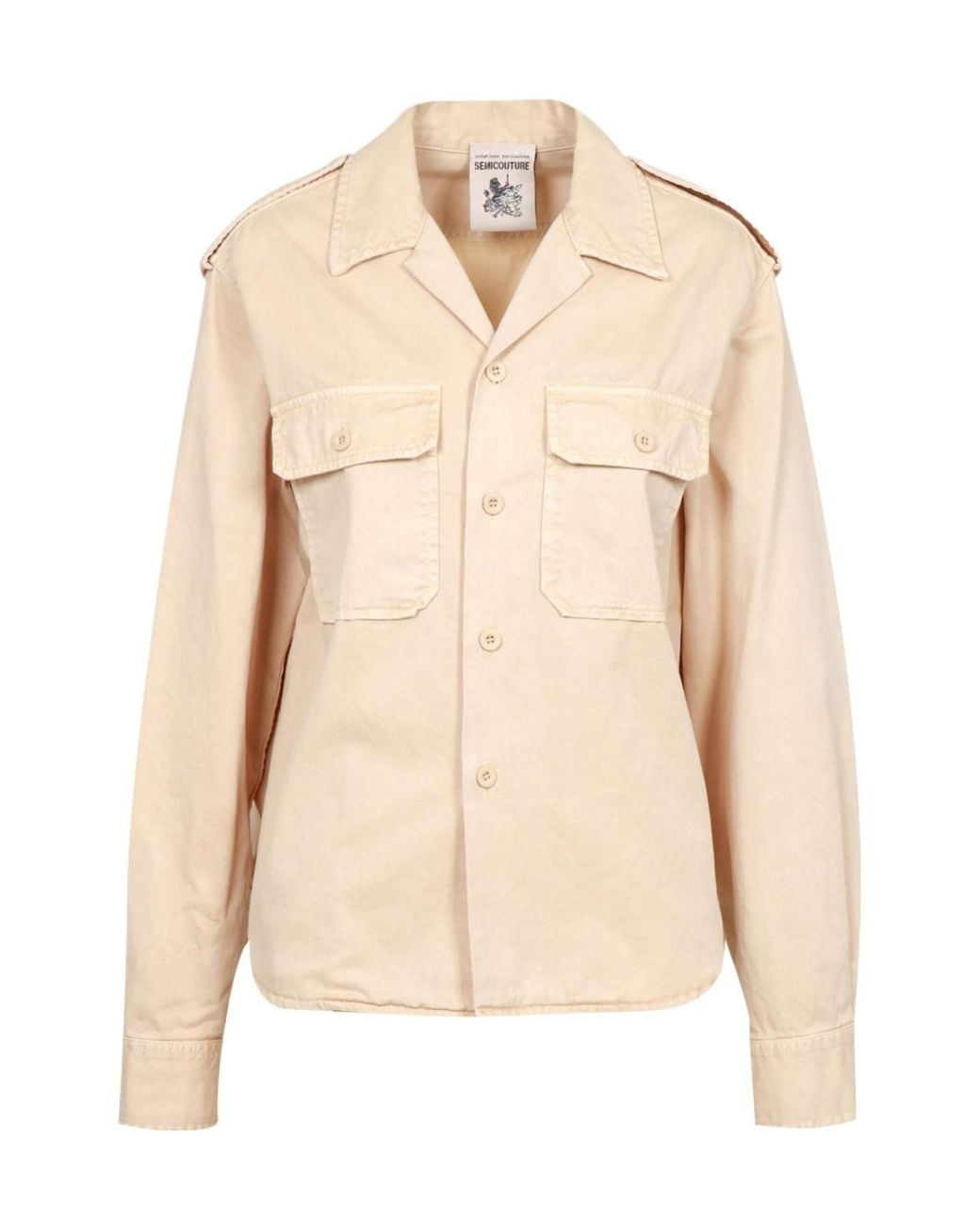 Semicouture Natural Button-Down Long-Sleeved Shirt