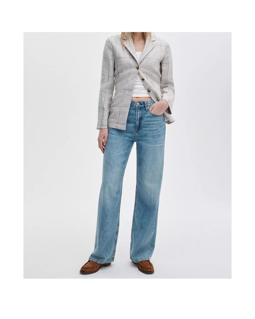 Rag & Bone Blue Featherweight Logan Wide-Leg Jeans