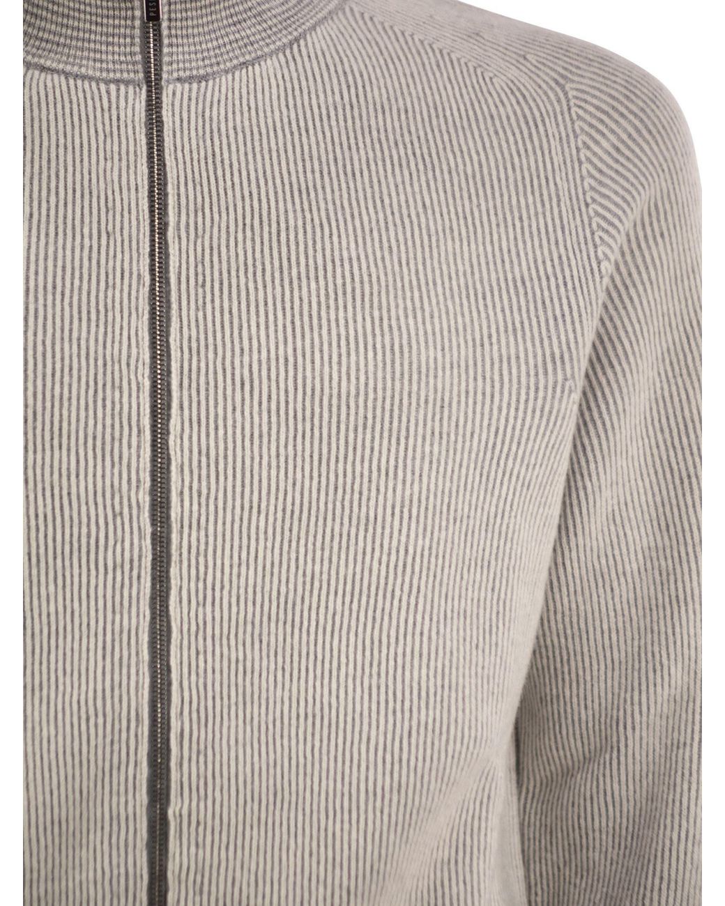 Peserico Multicolor Ribbed Zipped Cardigan for men