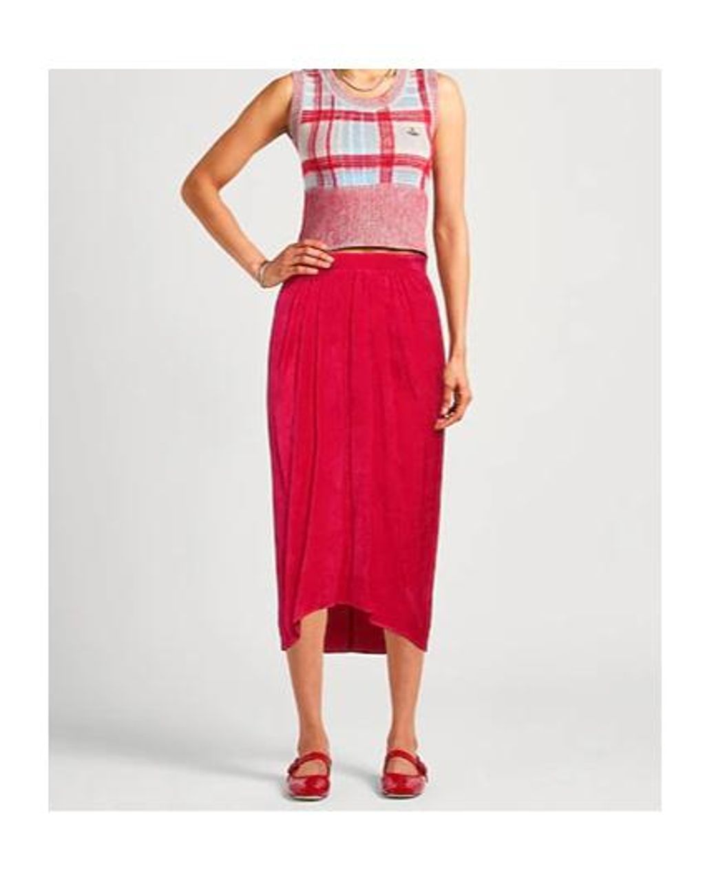 Isabel Marant Red Pleated Midi Skirt