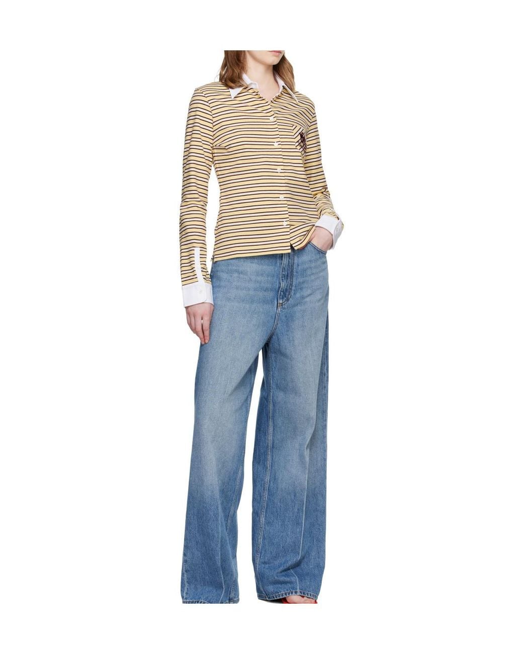 Stella McCartney Blue Striped Logo-Embroidered Shirt