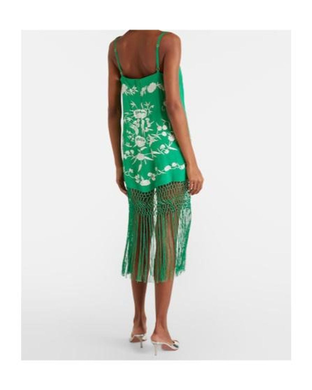 Camilla Green Embellished Embroidered Fringed Silk Minidress