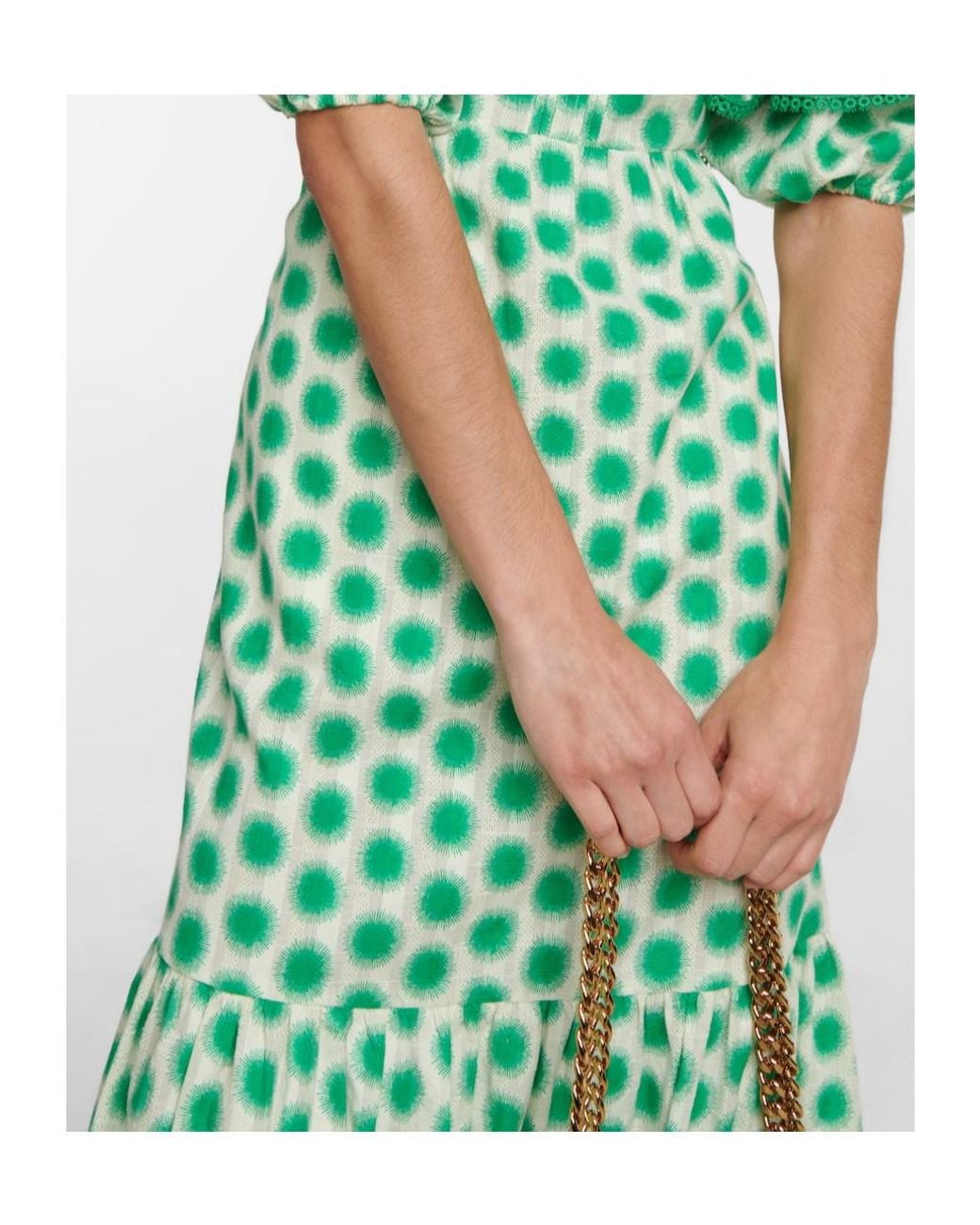Diane von Furstenberg Green Oliver Lace Trimmed Cotton Midi Dress