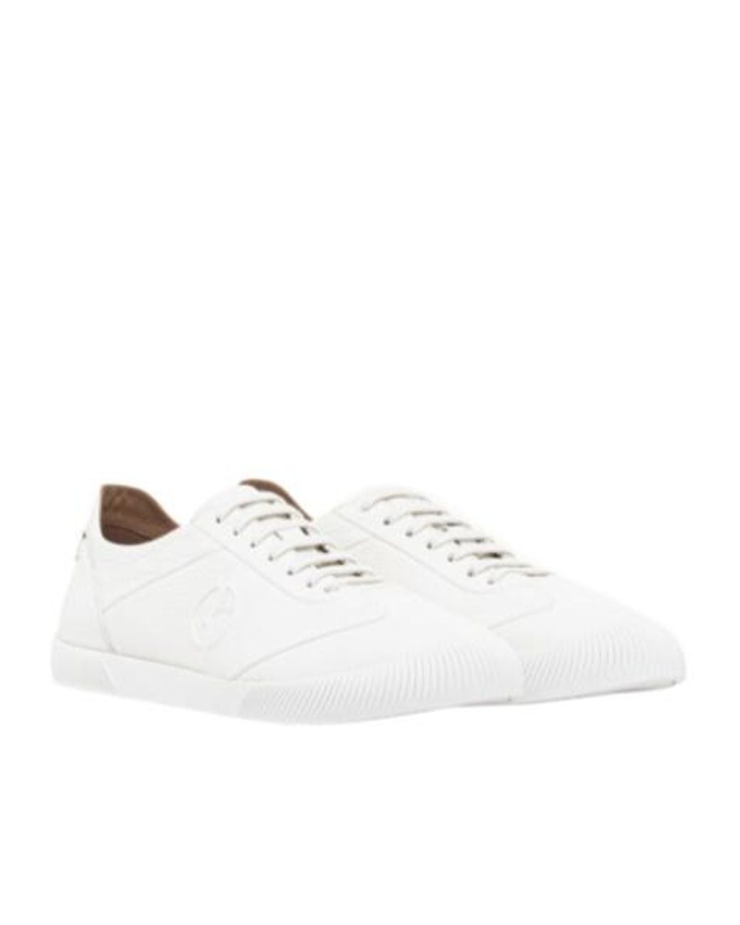 Giorgio Armani White Embossed Logo Low-Top Sneakers for men