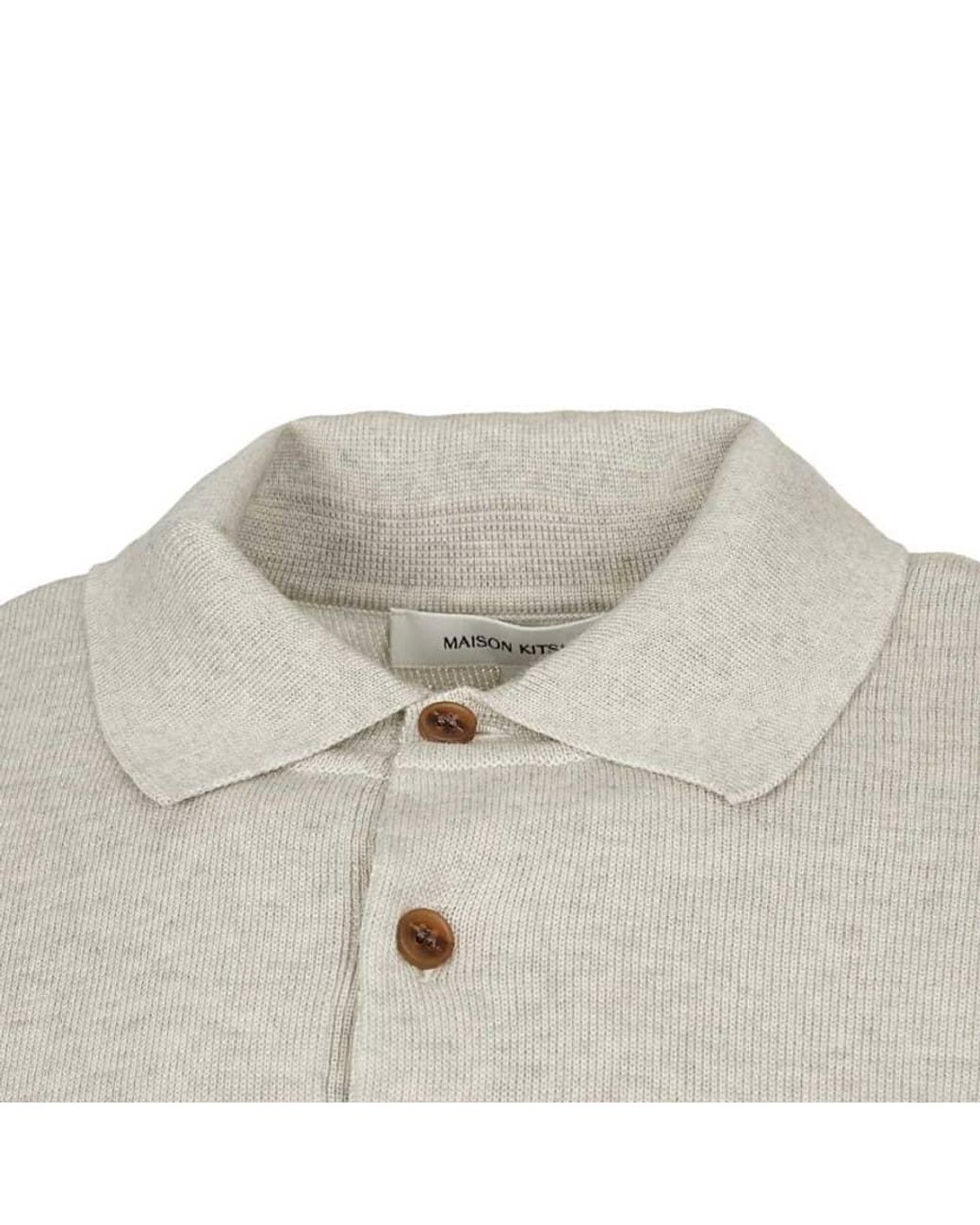 Maison Kitsuné Gray Maison Kitsuné Fox Head Patch Knit Polo Shirt for men