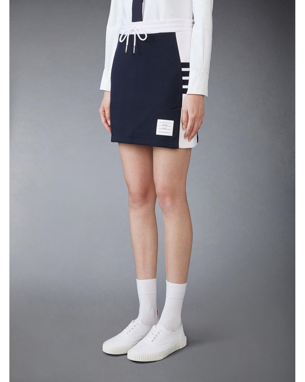 Thom Browne Blue Classic Four Stripe Knit Mini Skirt