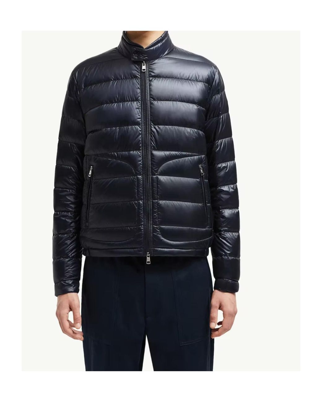 Moncler Blue Acorus Zip-Up Quilted Jacket for men