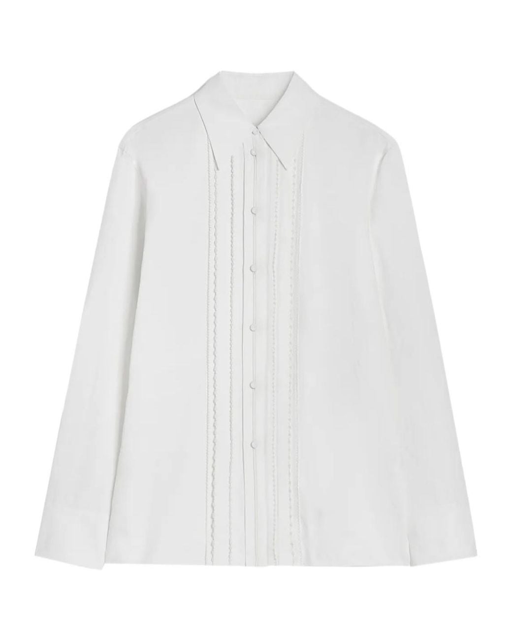 Jil Sander White Pleated Long Sleeves Shirt