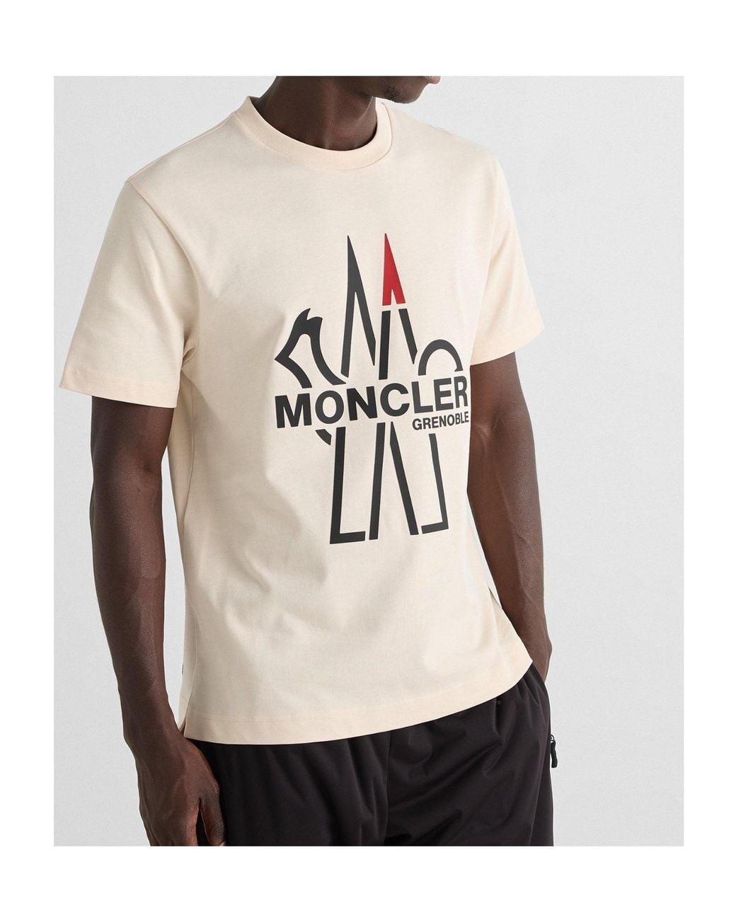 Moncler Natural Round-Neck Short-Sleeved T-Shirt for men