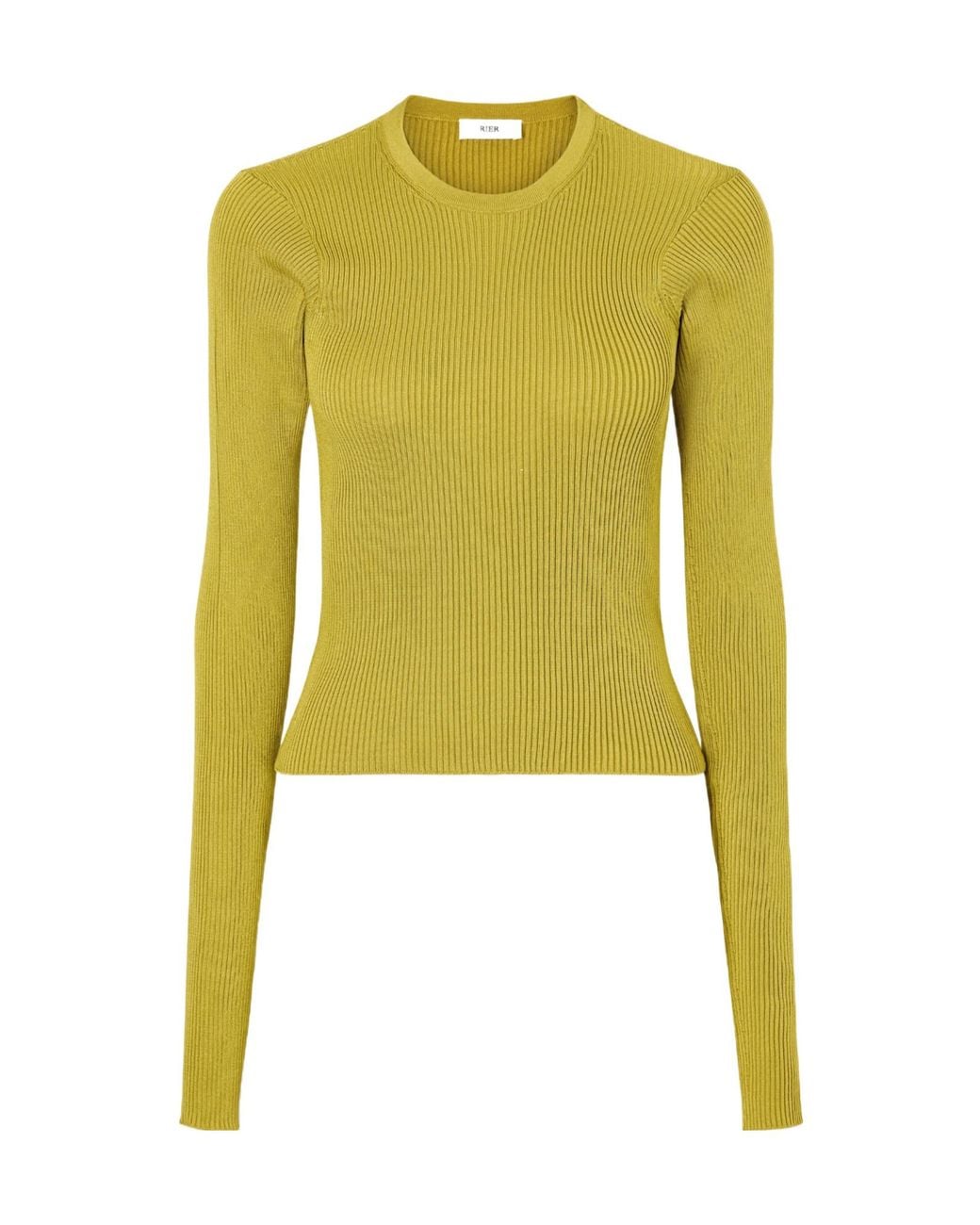 Rier Green Ribbed Silk T-Shirt