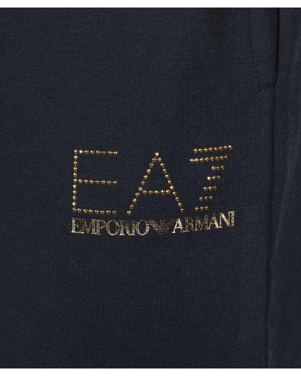 EA7 Blue Logo-Print Track Pants