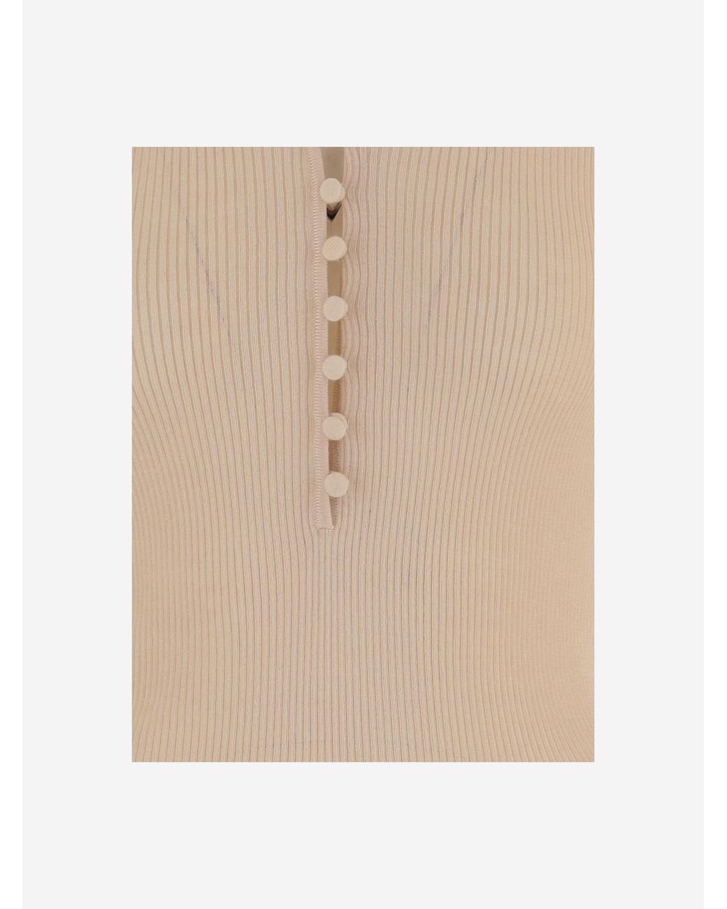 Chloé Natural Chloé V-Neck Knitted Top