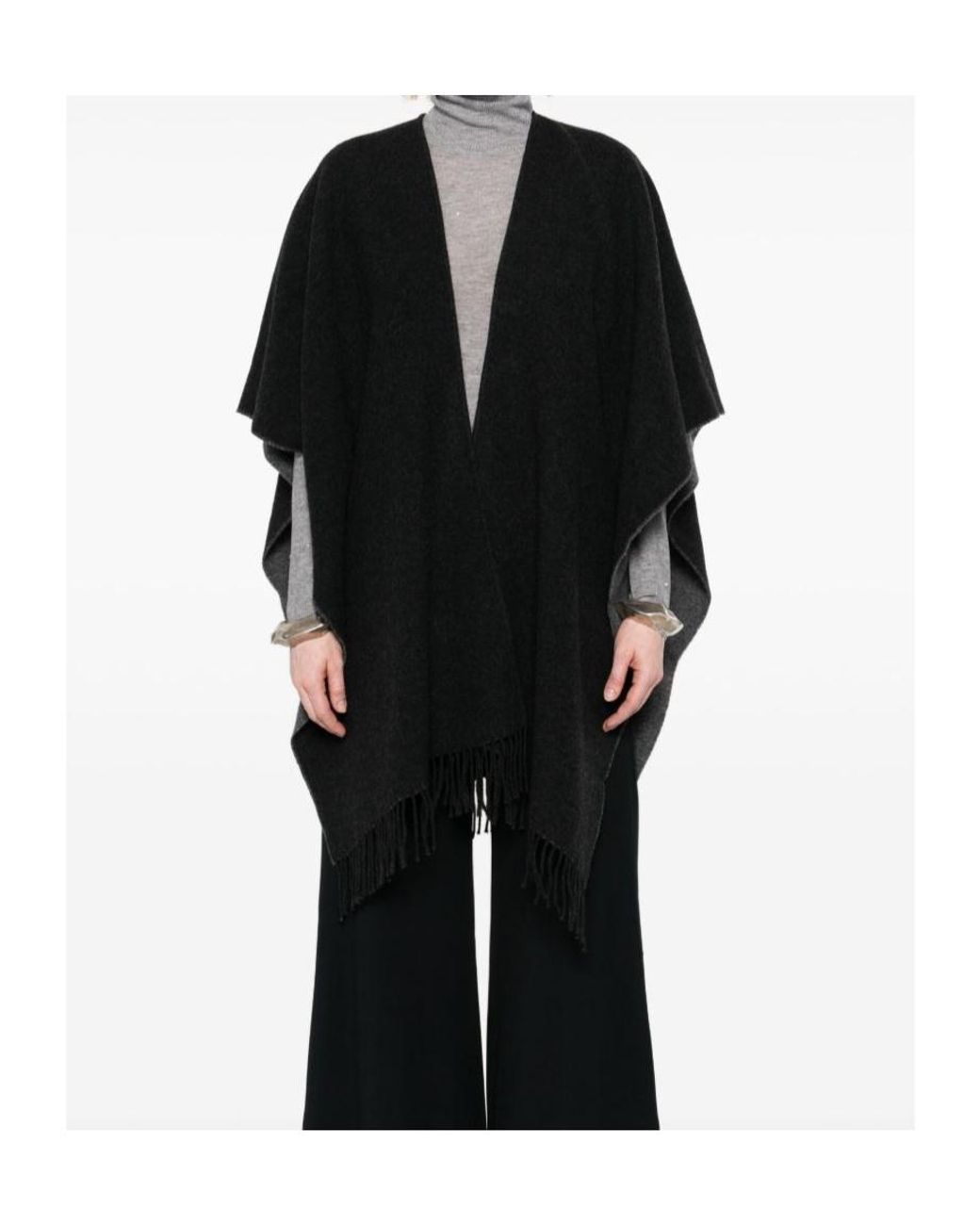 Fabiana Filippi Black V-Neck Cape