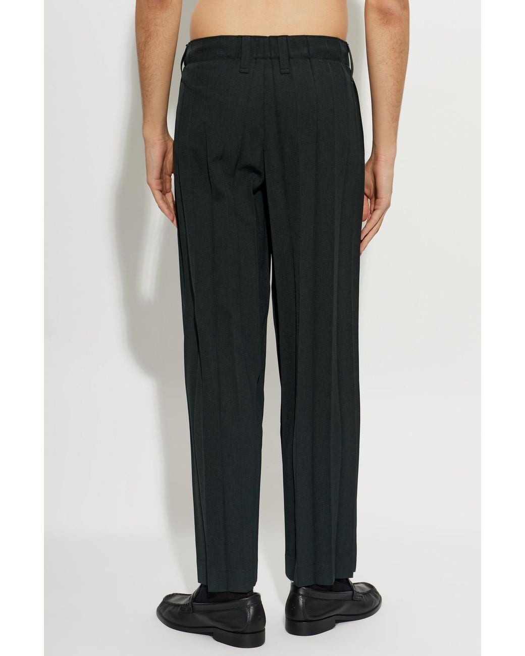 Homme Plissé Issey Miyake Black Pleated Straight-Leg Trousers for men