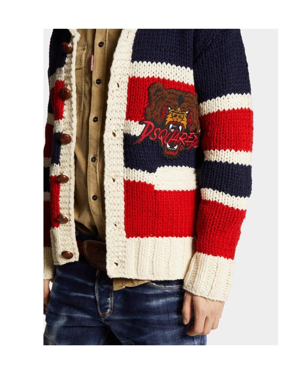 DSquared² Red Striped Knit Cardigan for men