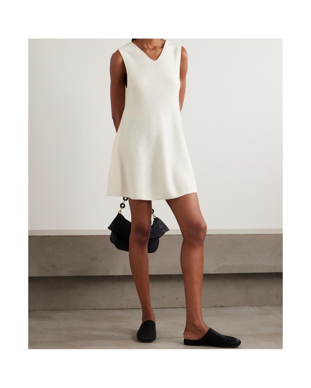 Lisa Yang White V-Neck Mini Dress