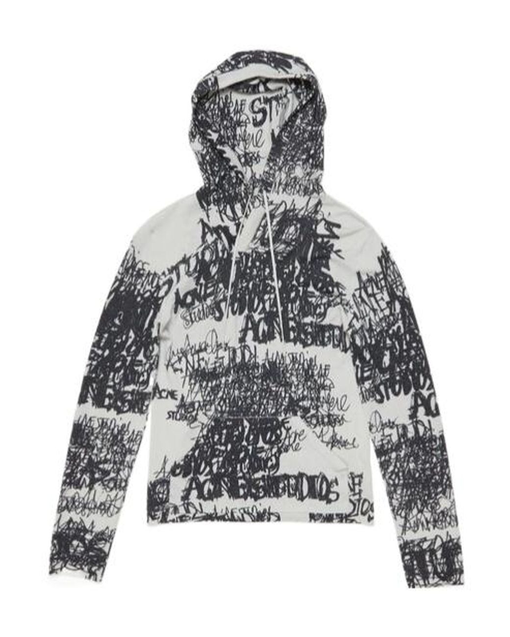 Acne Gray Logo-Print Hoodie for men