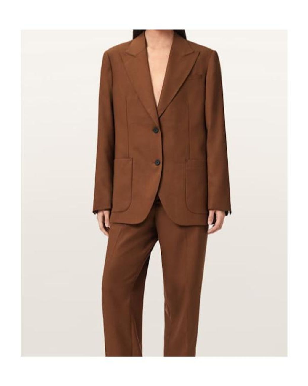 AllSaints Brown Beck Single-Breasted Blazer