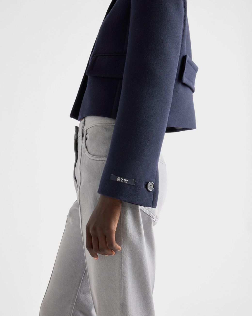 Prada Blue Single-Breasted Natté Fabric Jacket
