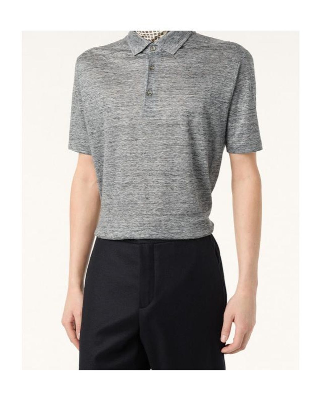 Loro Piana Gray Short-Sleeve Polo Shirt for men