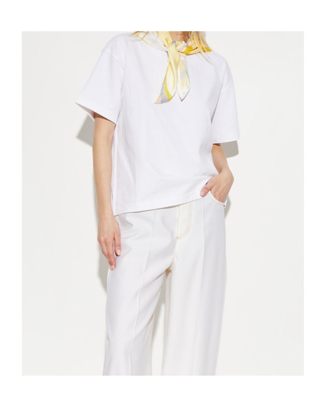 Bottega Veneta White Scarf Embellished T-Shirt