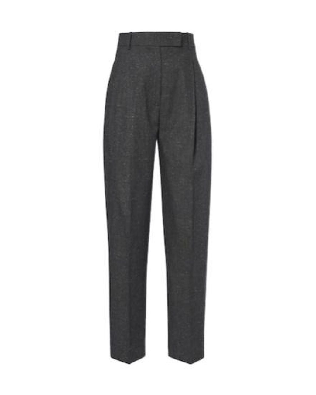 Rohe Gray Pleated Wool-Blend Straight Pants