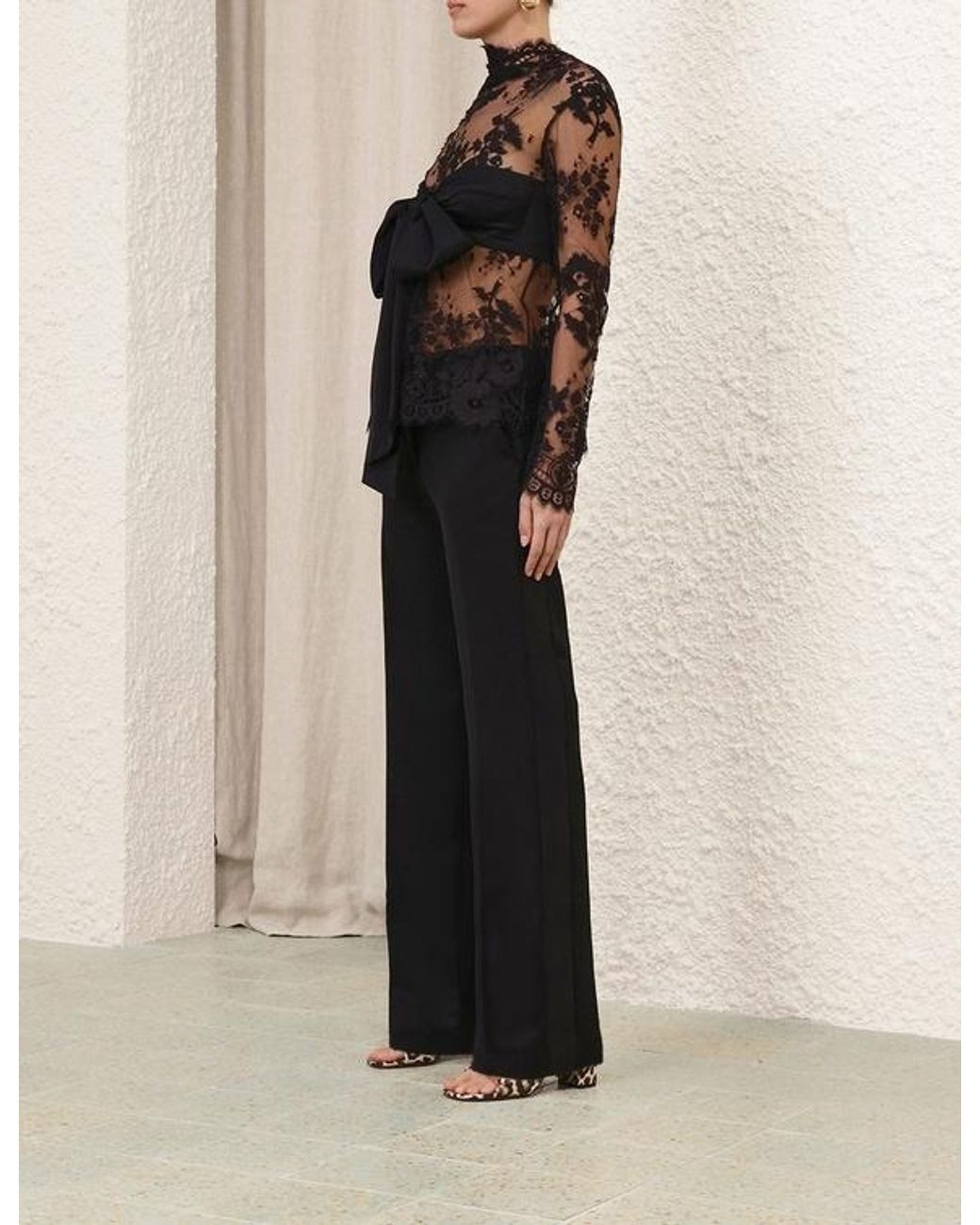 Zimmermann Black Illustration Lace Bow Bodice