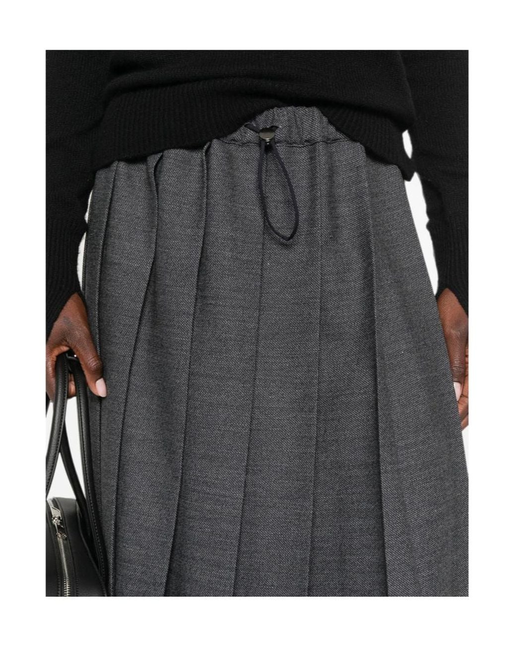 Fabiana Filippi Gray Pleated Midi Skirt