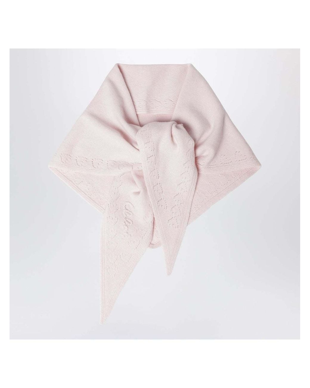 Chloé Pink Chloé Triangular Knitted Scarf