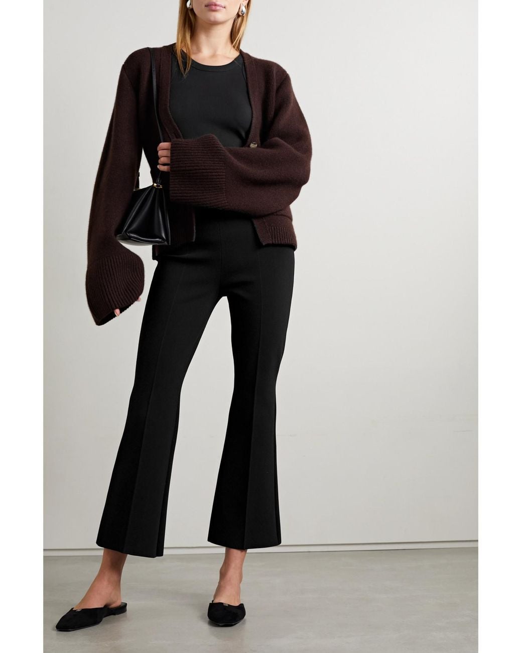A.L.C. Black Brooklyn Stretch-Jersey Flared Pants