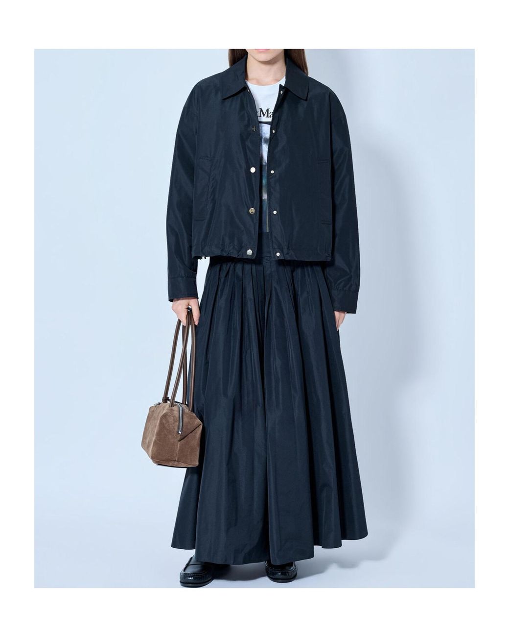 Max Mara Blue 'S Smmromina Pleated Maxi Skirt