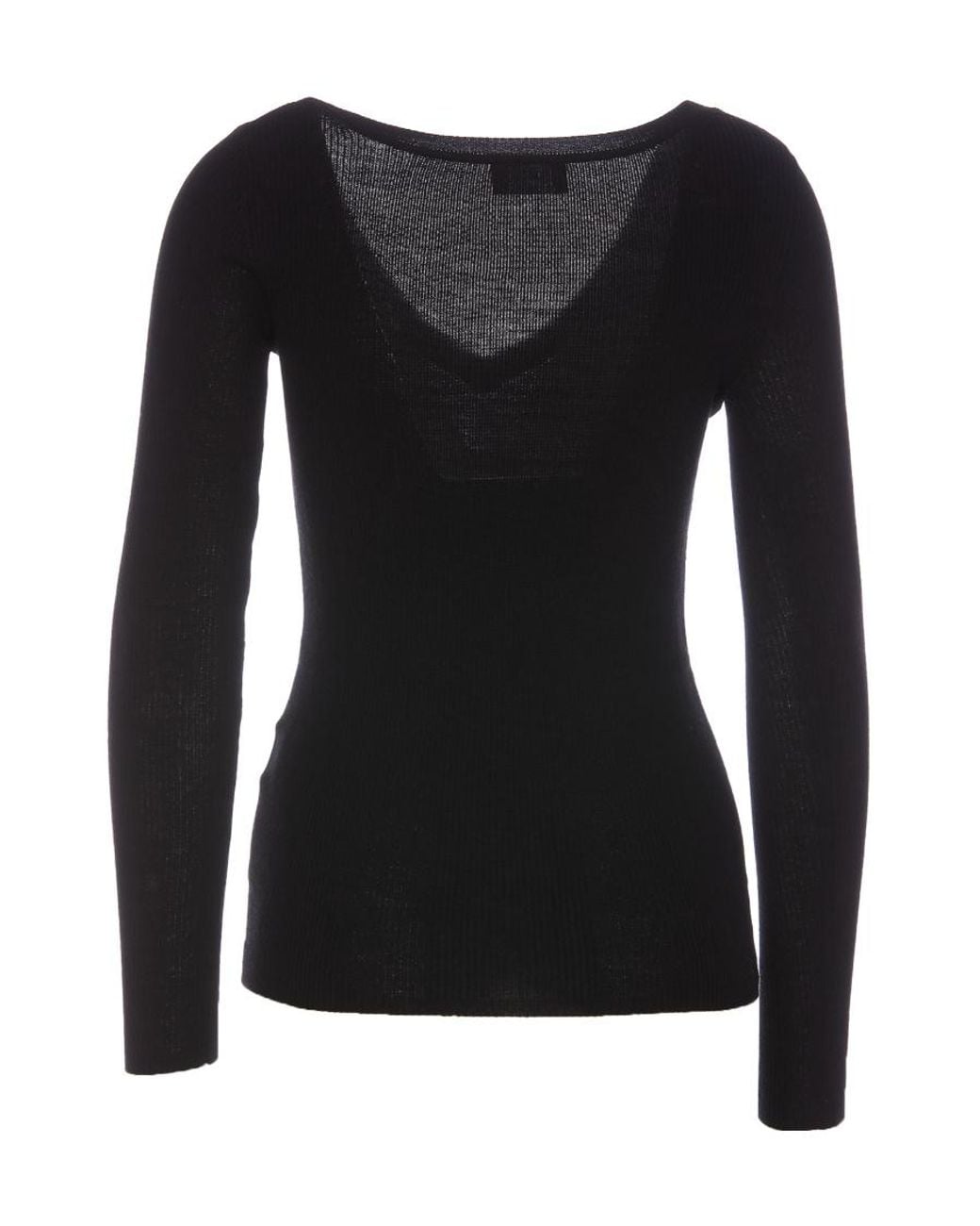 P.A.R.O.S.H. Black P.A.R.O..H. V-Neck Ribbed-Knit Long Sleeved Jumper