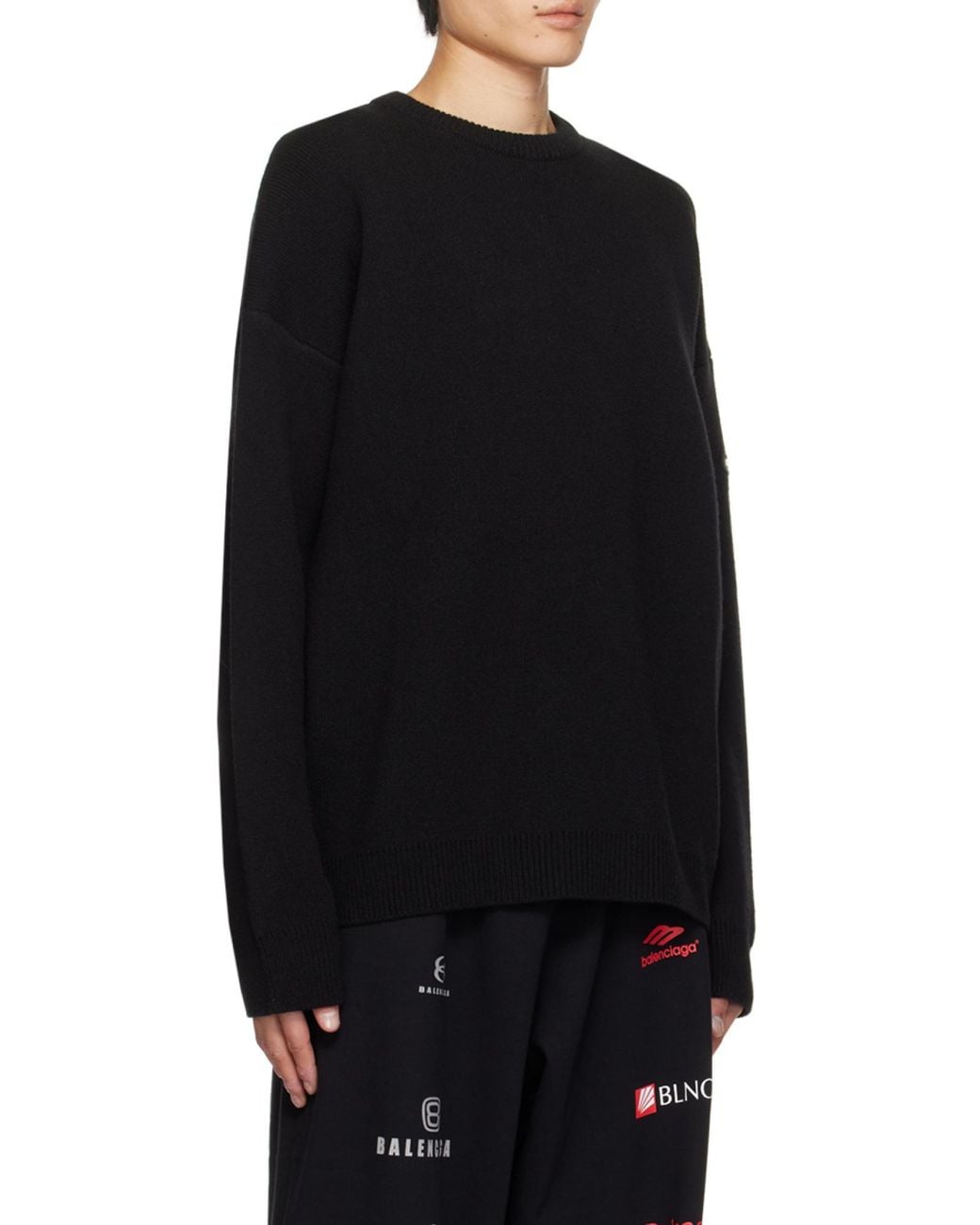 Balenciaga Black Logo Patch Knitted Jumper for men