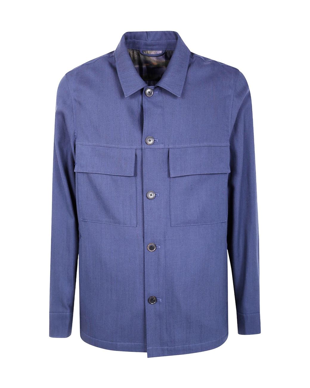 Paul Smith Blue Wool Shirt Jacket for men