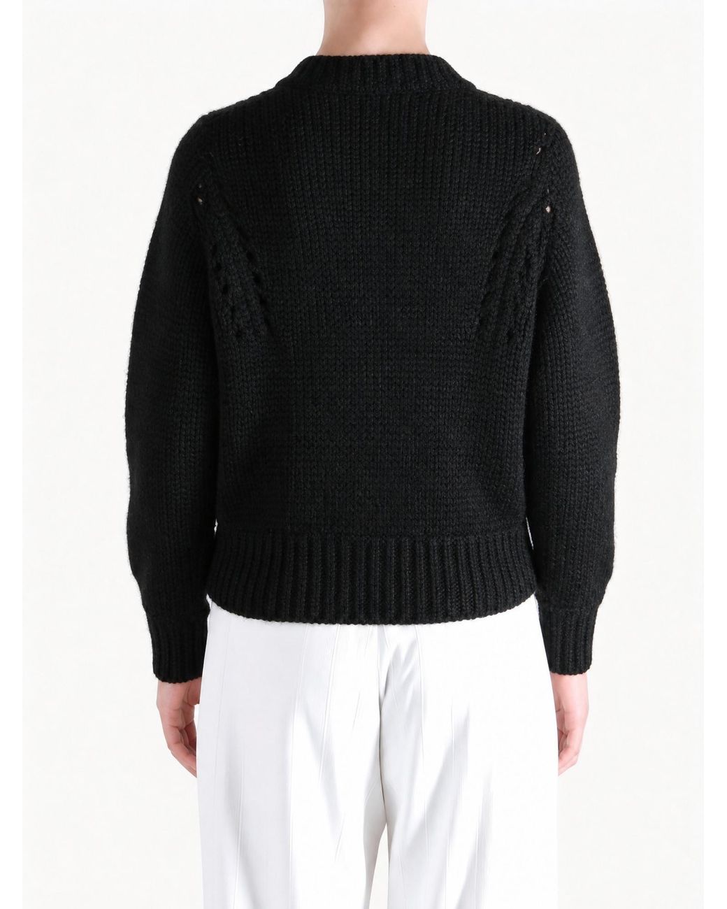 Comme des Garçons Black Ruffle-Trimmed Chunky-Knit Cardigan